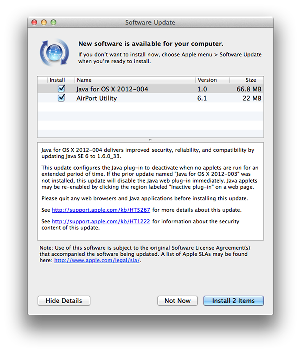 java for mac update error